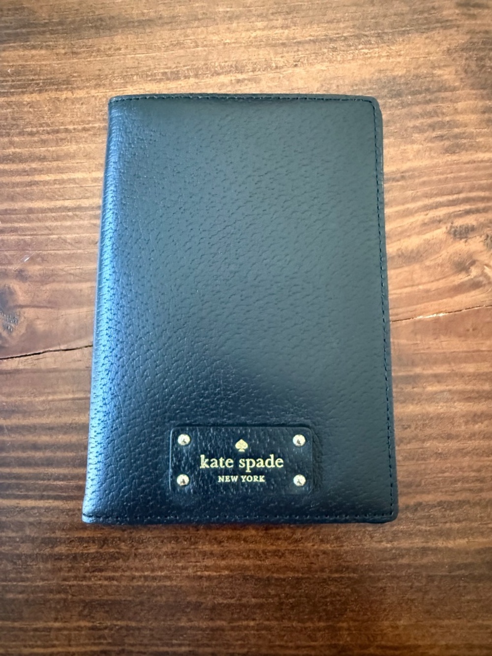 Kate Spade Leather Passport Wallet - in Black